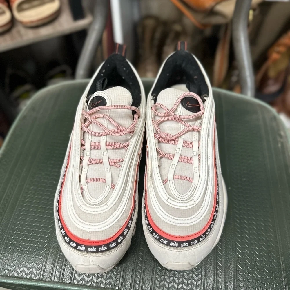 Nike Air Max 97 White/Habanero Red-Black Size 6Y CQ4817-100 shoes